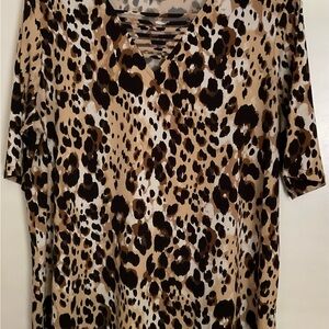 Cato Leopard Print V-Neck Blouse